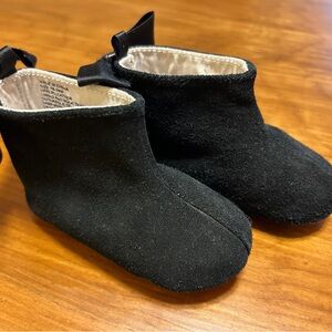Black Suede Baby Boots with Bow